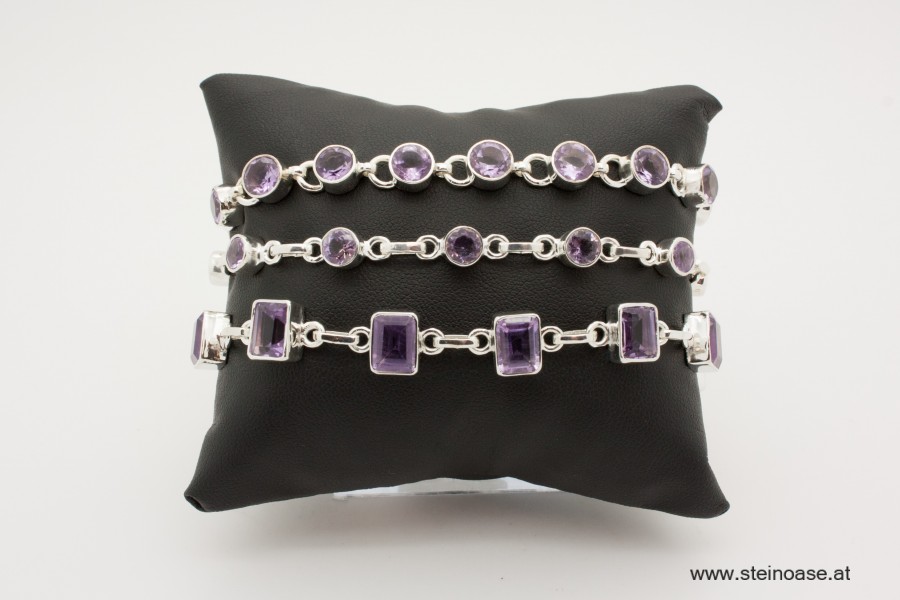 Armband Silber & Amethyst  rund, zart